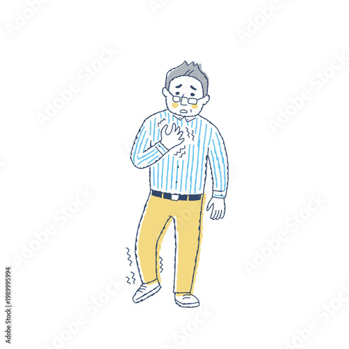 体の片側が痺れるシニア男性