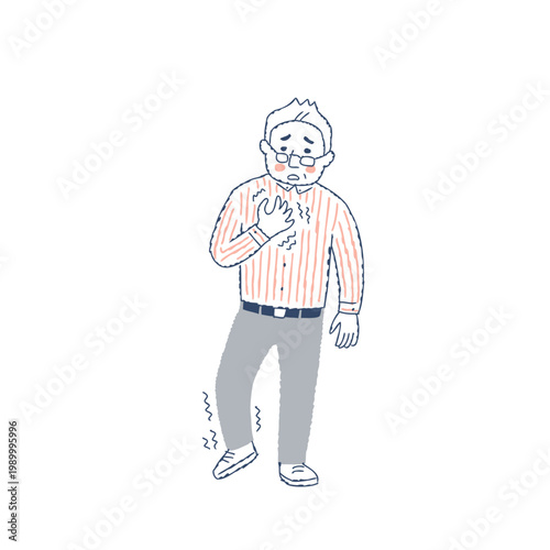 体の片側が痺れるシニア男性