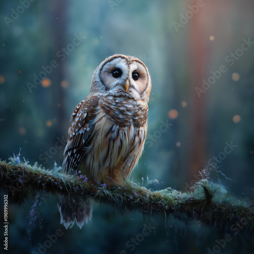 Barred Owl in a Misty Enchanted Forest