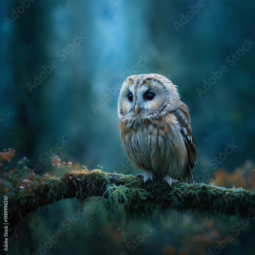 Barred Owl in a Misty Enchanted Forest