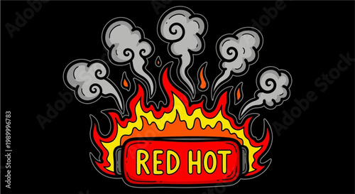 Red Hot Flames Fire Illustration Design.