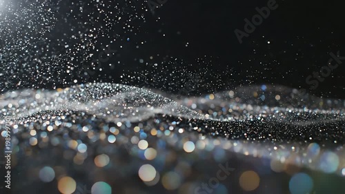 Sparkling Glitter Dust Particles Flowing Wave Abstract Background