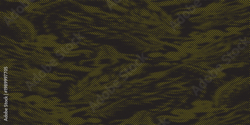 Yellow and Black Line Halftone Texture Background with Distressed Engraving Effect. Vector Eps 10