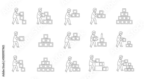 Man Lifting and Moving Boxes Graphic.
