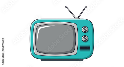 Retro teal vintage television set illustration.