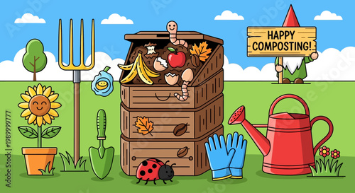 Composting garden tools and happy gardening.