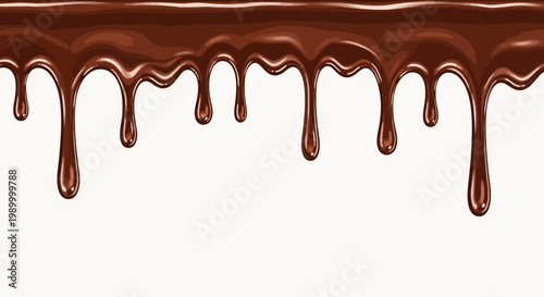 Chocolate dripping down a white background.