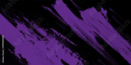 Foto High Contrast Black and Purple Abstract Brush Stroke Halftone Background