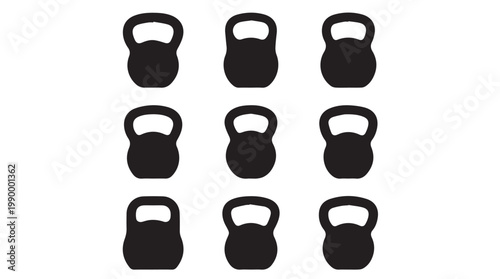 Group of black iron kettle weights.