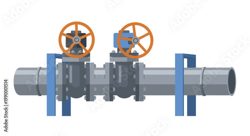 Industrial Pipeline System with Valves and Flanges.