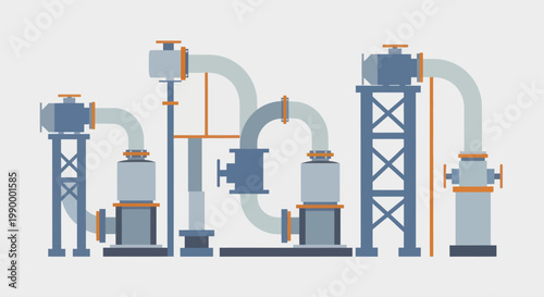 Industrial Pumping Station with Complex Piping System.