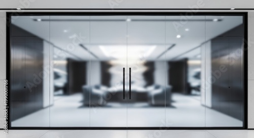 Stylish Entrance Way Glass Doors  Sophisticated Interior Ambience - A Contemporary Architectural Design for Luxury Spaces Corporate Offices  High-End Hospitality Settings