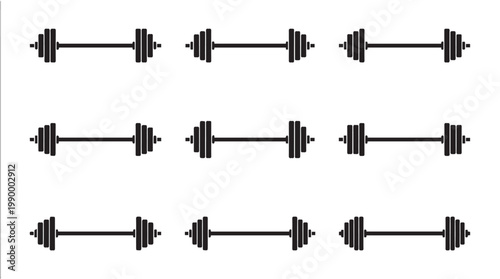 Multiple dumbbells in a row.