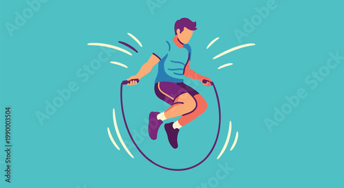 Jumping Rope, Fitness Illustration, Exercise Icon, Sport Vector