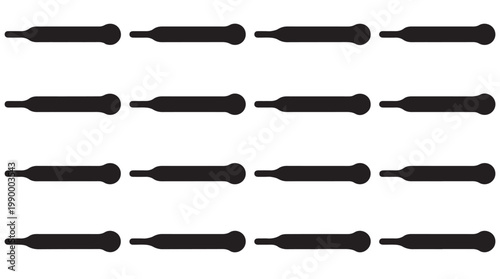 Multiple black screwdrivers on white.