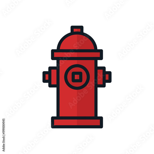 Red fire hydrant icon on white background