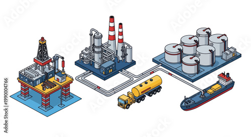 Oil and Gas Industry Production and Transportation Process.