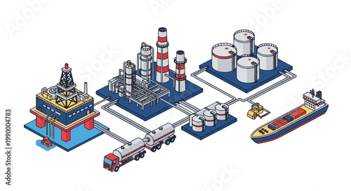 Oil and Gas Industry Production and Transportation Process.
