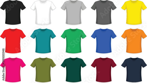 Set of fifteen assorted colored t-shirts with t shirt with multi colored
