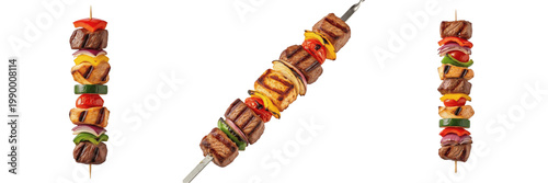 Принти на полотні Grilled Meat and Vegetable Skewer PNG, Savory BBQ Shish Kebab Clipart, Healthy O