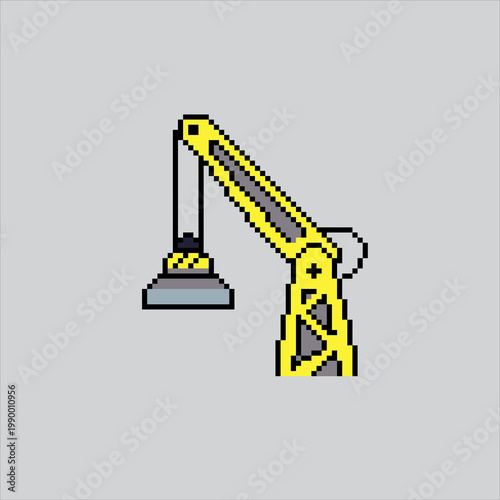 Pixel art illustration Magnetic Crane. Pixelated Steel Crane. Steel Magnetic Crane Icon pixelated for the pixel art game and icon for website and video game. old school retro.