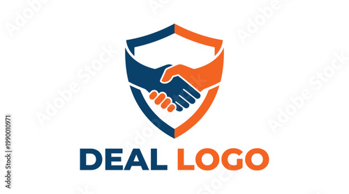 Handshake Deal Logo Shield Security Partnership.