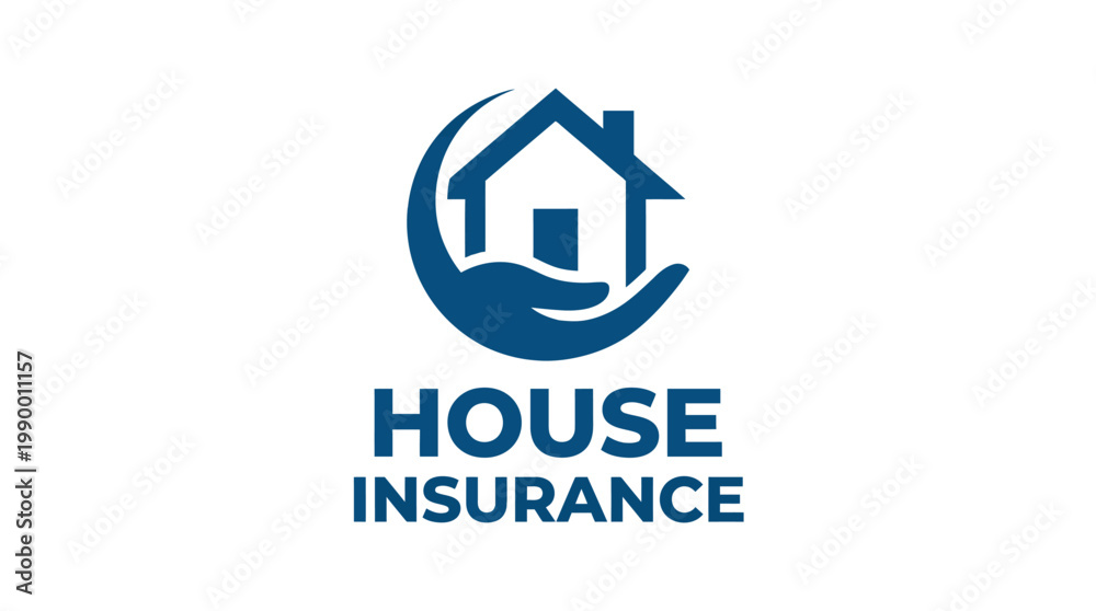 Fototapeta premium House Insurance Logo with Hand and Home Symbol.