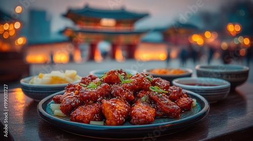 Crispy Korean fried chicken served at Gyeongbokgung in Seoul