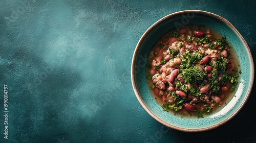 Lobio with red beans and herbs served in a bowl