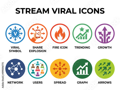 Collection of Vector Icons for Social Media Marketing and Business Growth Strategies