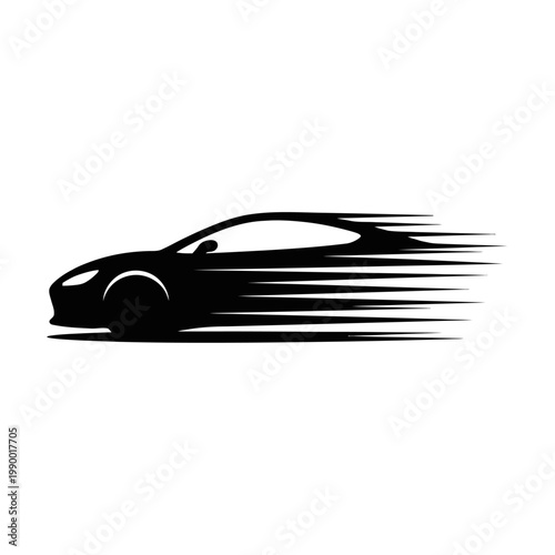 Black silhouette of a speeding car moving fast