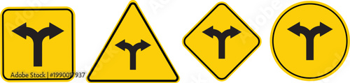 Road Signs of Crossroads: Four different road signs, each indicating a crossroads, are displayed in this image, offering essential visual guidance for drivers.