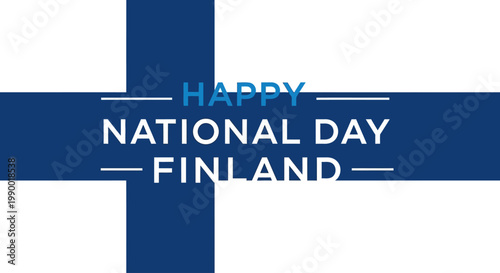 Happy National Day Finland greeting card with flag background