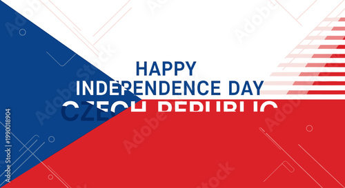 Happy Independence Day Czech Republic greeting with national flag colors