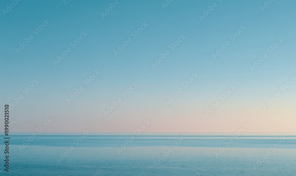 Fototapeta premium Horizon line divides serene ocean and pastel sky