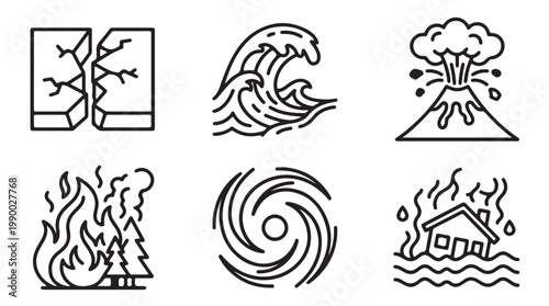 Natural disasters earthquakes floods and volcanoes global environment infographic viewpoint