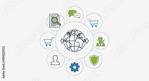 Global Business and E-commerce Icons.