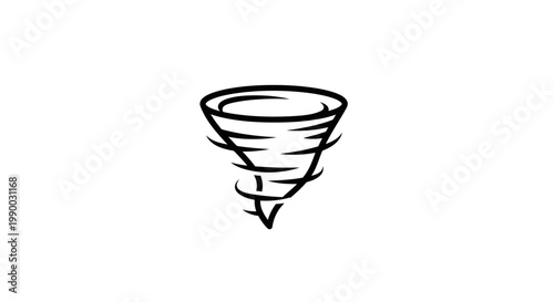 Stylized black tornado icon on white background.