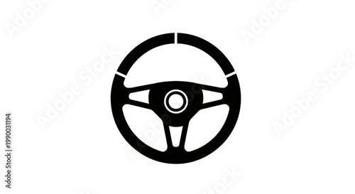 Black steering wheel icon on white background.