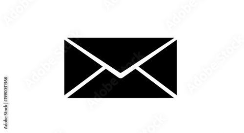 Black envelope icon on white background