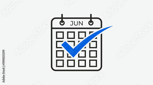 Monthly calendar icon for June with a blue check mark