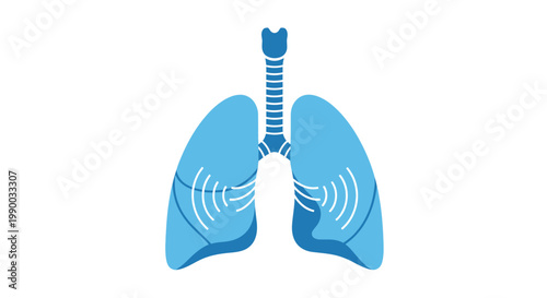 Human lungs with trachea illustration.