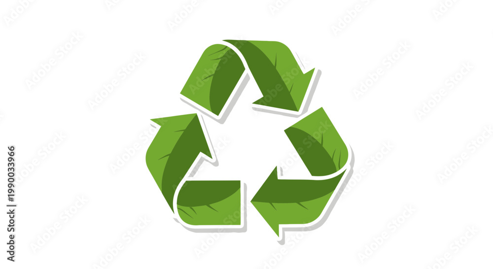 Fototapeta premium Green Recycling Symbol with Leaves - Eco-Friendly and Sustainable Concept