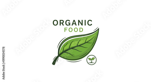 Organic food green leaf logo symbol.