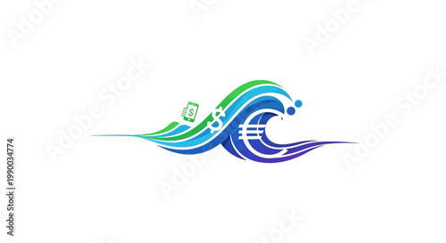 Wave design with green blue gradient.