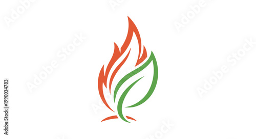 Flame and leaf logo symbol.