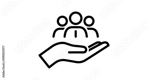 Kindness in action: a caring hand supporting a small group of people symbolizing protection and assistance.