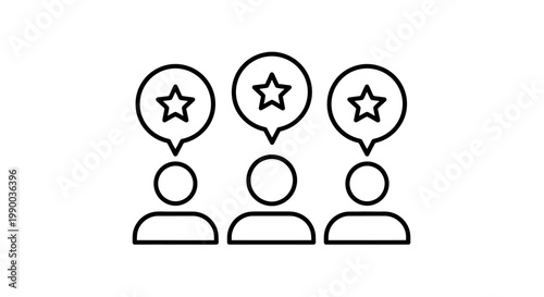 Three People Giving Star Ratings in Comments Bubbles Illustration.