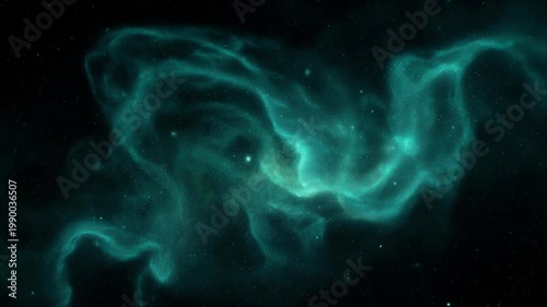 静寂の宇宙・エメラルド星雲が漂う幻想的な宇宙映像