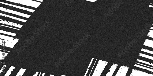 Black and white abstract background with grunge texture and stripes pattern.